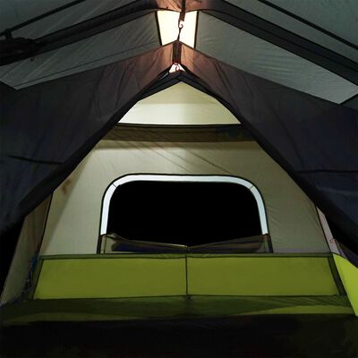 vidaXL 10 személyes világoszöld gyorskioldó LED-es családi sátor