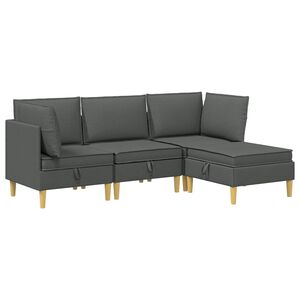 vidaXL Modul&aacute;ris kanap&eacute; szett t&aacute;rol&oacute;val 4 pcs S&ouml;t&eacute;tsz&uuml;rke Sz&ouml;vet