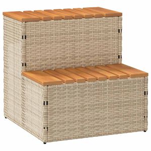 vidaXL pezsgőf&uuml;rdő l&eacute;pcső b&eacute;zs 50x50x50,5cm polyrattan &eacute;s ak&aacute;cfa