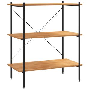 vidaXL 3-szintes fekete &eacute;s t&ouml;lgyfa polcrendszer 80 x 40 x 92 cm