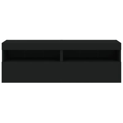 vidaXL 2 db fekete fali TV-szekrény LED-világítással 60x30x40 cm