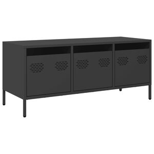 vidaXL fekete hidegen hengerelt ac&eacute;l TV-szekr&eacute;ny 101,5 x 39 x 43,5 cm