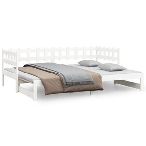 vidaXL feh&eacute;r t&ouml;m&ouml;r fenyőfa kih&uacute;zhat&oacute; kanap&eacute;&aacute;gy 2 x (90 x 200) cm