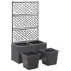 vidaXL fekete rácsos polyrattan magaságyás 2 kaspóval 58 x 30 x 107 cm