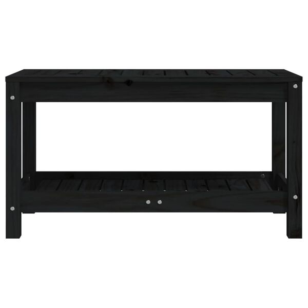 vidaXL fekete tömör fenyőfa kerti pad 82,5 x 35 x 45 cm