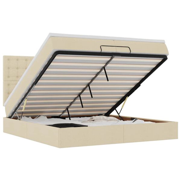 vidaXL oszm&aacute;n &aacute;gykeret matracokkal kr&eacute;m 200x200cm sz&ouml;vet