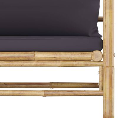 vidaXL bambusz kerti kanapé sötétszürke párnákkal