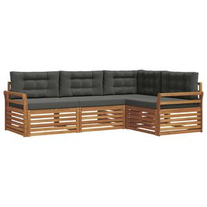 vidaXL K&uuml;lt&eacute;ri kanap&eacute; szett p&aacute;rn&aacute;val 4 pcs Term&eacute;szetes &eacute;s antracit