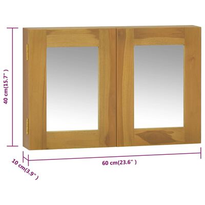 vidaXL tömör tíkfa tükrös szekrény 60 x 10 x 40 cm