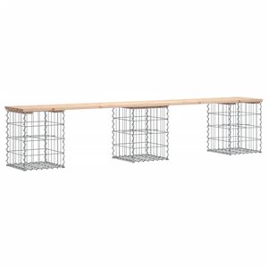 vidaXL t&ouml;m&ouml;r fenyőfa gabion kerti pad 203x31x42 cm