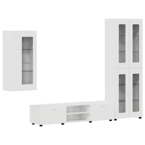 vidaXL TV szekr&eacute;ny garnit&uacute;ra FLORIN 3 pcs Magas F&eacute;nyű Feh&eacute;r Faanyag