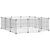 vidaXL 12 paneles fekete ac&eacute;l kis&aacute;llatketrec ajt&oacute;val, 105 x 105 x 35 cm