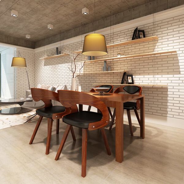 vidaXL 4 db barna hajlított fa és műbőr étkezőszék