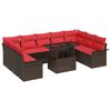 vidaXL Kerti Kanap&eacute; Szett p&aacute;rn&aacute;val p&aacute;rn&aacute;val 10 pcs Barna Poly Rattan