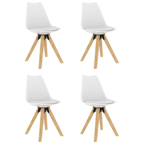 vidaXL 4 db fehér PP és tömör bükkfa étkezőszék