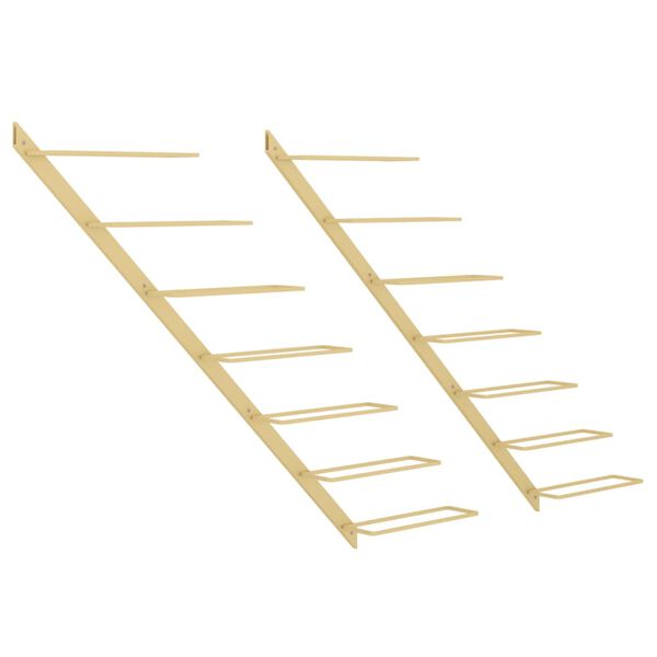 vidaXL 2 db arany f&eacute;m falra szerelhető bortart&oacute; &aacute;llv&aacute;ny 7 palacknak