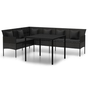 vidaXL 2 r&eacute;szes fekete polyrattan kerti &eacute;tkezőgarnit&uacute;ra p&aacute;rn&aacute;val