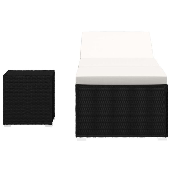 vidaXL kr&eacute;mfeh&eacute;r polyrattan napoz&oacute;&aacute;gy p&aacute;rn&aacute;val &eacute;s te&aacute;z&oacute;asztallal