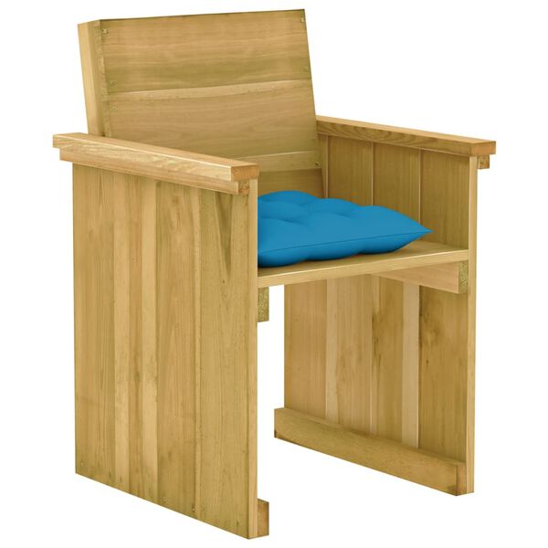 vidaXL 5 r&eacute;szes impregn&aacute;lt fenyőfa kerti &eacute;tkezőgarnit&uacute;ra p&aacute;rn&aacute;kkal