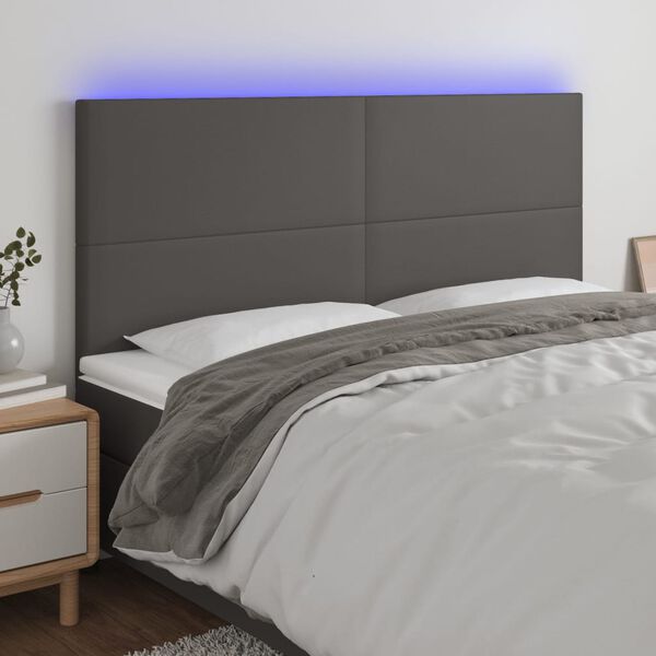vidaXL sz&uuml;rke műbőr LED-es fejt&aacute;mla 200x5x118/128 cm