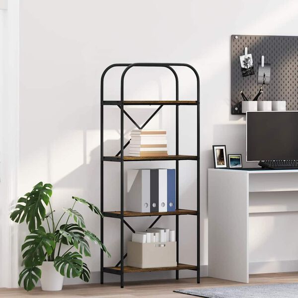 vidaXL K&ouml;nyvespolc F&uuml;st&ouml;lt t&ouml;lgy 60 x 30 x 146 cm Faanyag