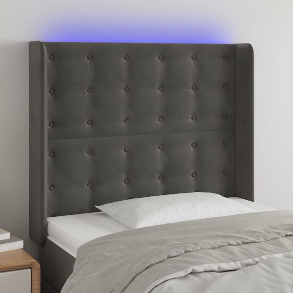 vidaXL s&ouml;t&eacute;tsz&uuml;rke b&aacute;rsony LED-es fejt&aacute;mla 93x16x118/128 cm