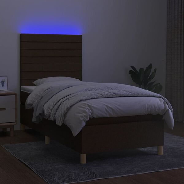 vidaXL barna sz&ouml;vet rug&oacute;s &eacute;s LED-es &aacute;gy matraccal 90x190 cm