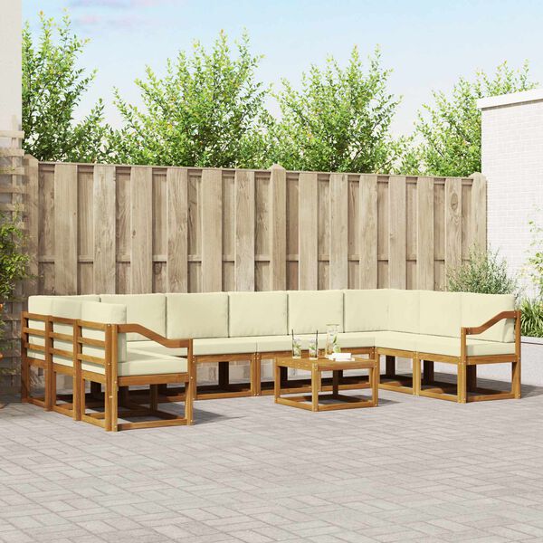 vidaXL K&uuml;lt&eacute;ri kanap&eacute; szett p&aacute;rn&aacute;val 11 pcs Term&eacute;szetes &eacute;s kr&eacute;msz&iacute;nű