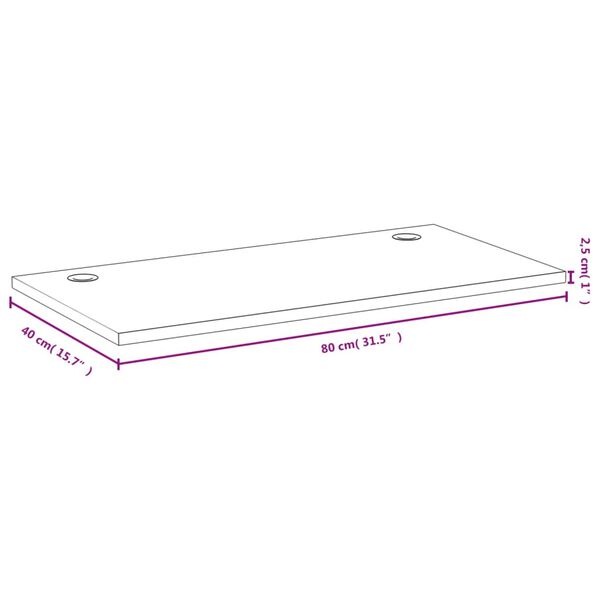 vidaXL bambusz asztallap 80x40x2,5 cm