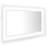 vidaXL magasfényű fehér akril LED-es fürdőszobatükör 80x8,5x37 cm