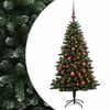 vidaXL Műfenyő g&ouml;mb&ouml;kkel 120 cm 150 LED Meleg feh&eacute;r PVC &eacute;s f&eacute;m