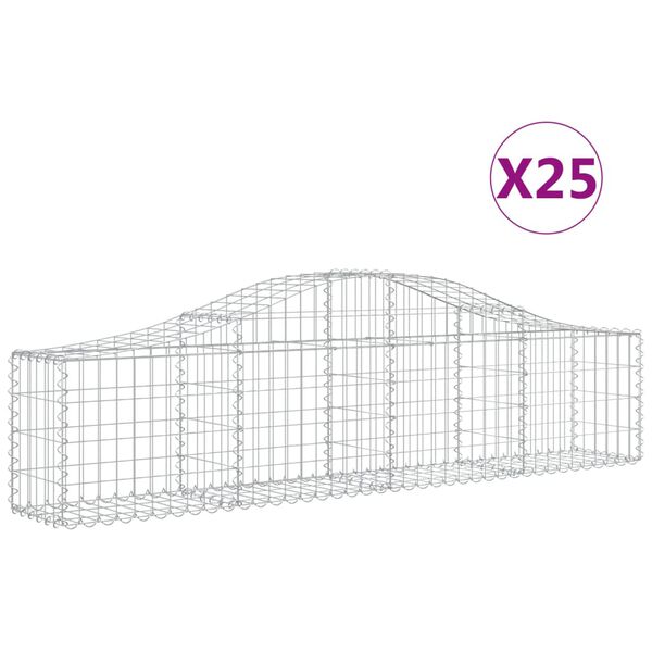 vidaXL 25 db íves horganyzott vas gabion kosár 200x30x40/60 cm