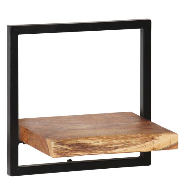 vidaXL 5 részes tömör akácfa és acél fali polc szett