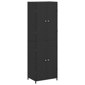 vidaXL fekete polyrattan kerti t&aacute;rol&oacute;szekr&eacute;ny 59 x 40 x 180 cm