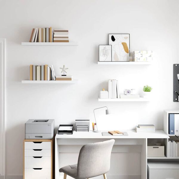 vidaXL 4 db feh&eacute;r MDF lebegő fali polc 80 x 23,5 x 3,8 cm