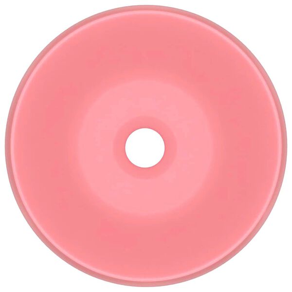 vidaXL kerek matt r&oacute;zsasz&iacute;n ker&aacute;mia luxus mosd&oacute;kagyl&oacute; 40 x 15 cm