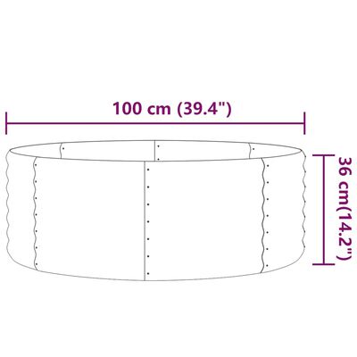 vidaXL szürke porszórt acél kerti magaságyás 100x100x36 cm