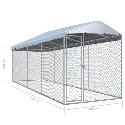 vidaXL kültéri kutyakennel tetővel 760 x 190 x 225 cm