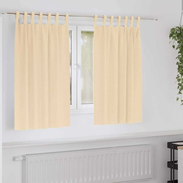 vidaXL Fekete F&uuml;gg&ouml;ny Gyűrűkkel 2 pcs Kr&eacute;m 140 x 140 cm Poli&eacute;szter