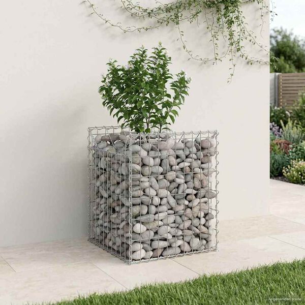 vidaXL Gabion emelt &aacute;gy Ez&uuml;st 50 x 50 x 60 cm Horganyzott ac&eacute;l