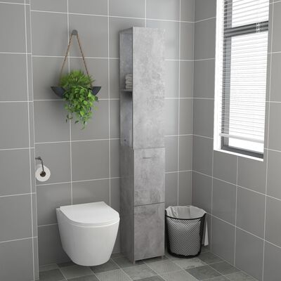 vidaXL betonszürke szerelt fa fürdőszobaszekrény 25x26,5x170 cm