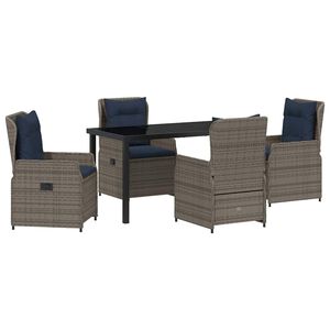 vidaXL Kert &eacute;tkező szett 5 pcs Sz&uuml;rke Poli rattan