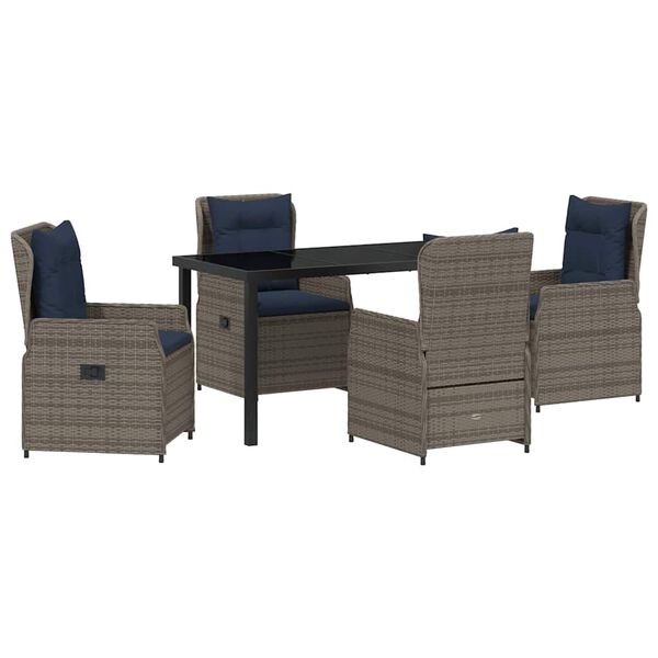 vidaXL Kert &eacute;tkező szett 5 pcs Sz&uuml;rke Poli rattan