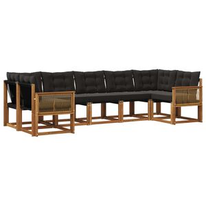 vidaXL K&uuml;lt&eacute;ri kanap&eacute; szett p&aacute;rn&aacute;val 7 pcs Term&eacute;szetes &eacute;s Fekete