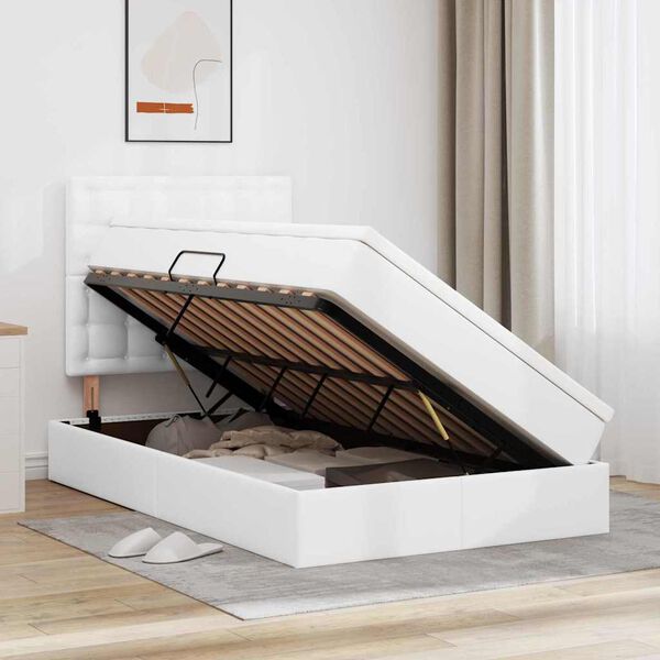 vidaXL &Aacute;gy t&aacute;rol&oacute;val &eacute;s LED l&aacute;mp&aacute;val leddel Feh&eacute;r 120 x 190 cm Műbőr