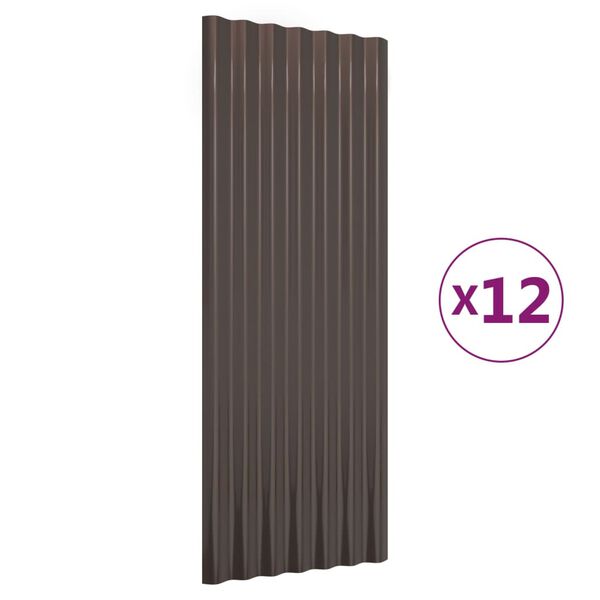 vidaXL 12 db barna horganyzott acél tetőpanel 100 x 36 cm