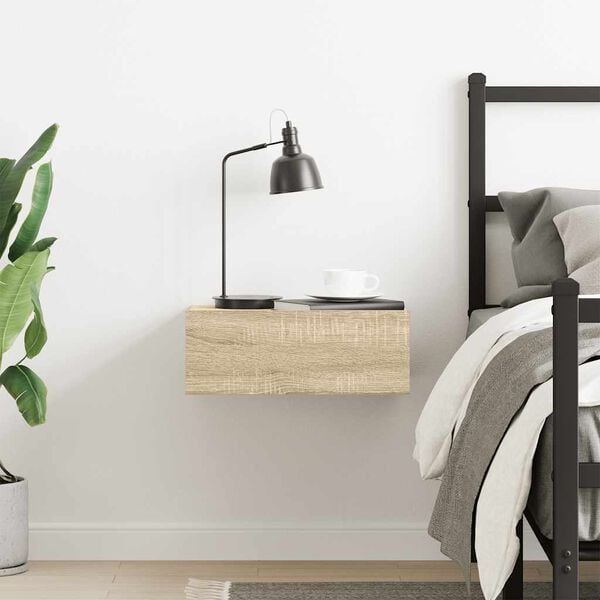 vidaXL sonoma tölgy színű szerelt fa függő éjjeliszekrény 40x30x15 cm