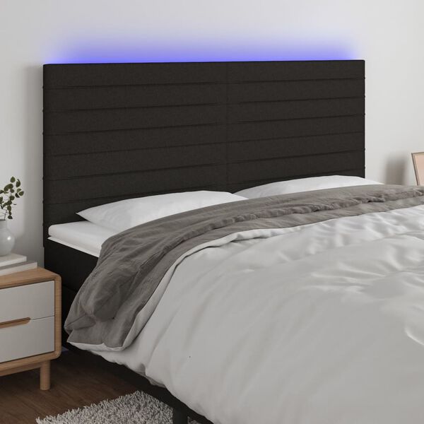 vidaXL fekete sz&ouml;vet LED-es fejt&aacute;mla 160x5x118/128 cm