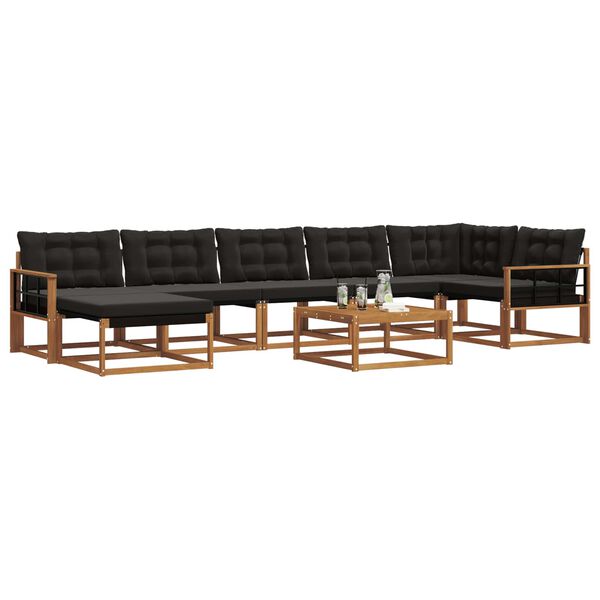 vidaXL K&uuml;lt&eacute;ri kanap&eacute; szett 22 pcs Term&eacute;szetes &eacute;s fekete T&ouml;m&ouml;r Ak&aacute;cfa