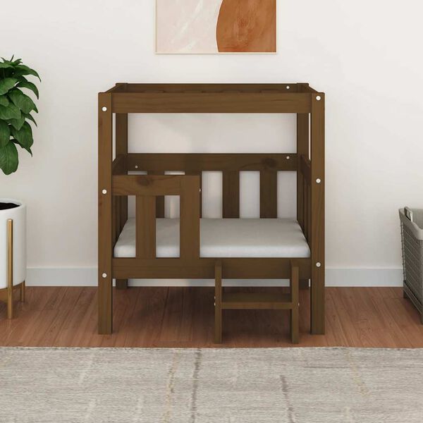 vidaXL m&eacute;zbarna t&ouml;m&ouml;r fenyőfa kutya&aacute;gy 65,5x50,5x70 cm